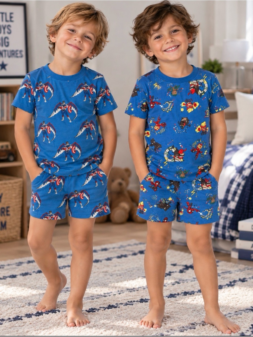 🔥Hanna Andersson boys Marvel short  pajamas lot of 2 sz 10 PriceFirm!